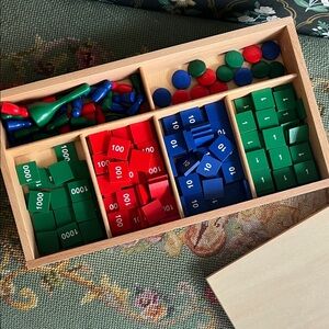 Montessori Math Wooden Stamp Game in Wood Box